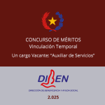 DIBEN convoca a postular al Concurso de Méritos para cubrir un cargo vacante de «Auxiliar de Servicios»